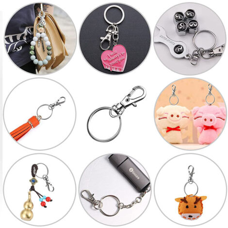 Porte-clés Métal 50 Pièces - Mousquetons Et Anneaux En Acier Inox, Rotation 360°, Pour DIY