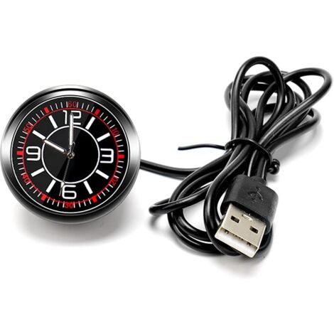 Horloge Voiture Lumineuse à Quartz - Clip Grille D'Aération - Universelle Auto/Bureau - Bleu