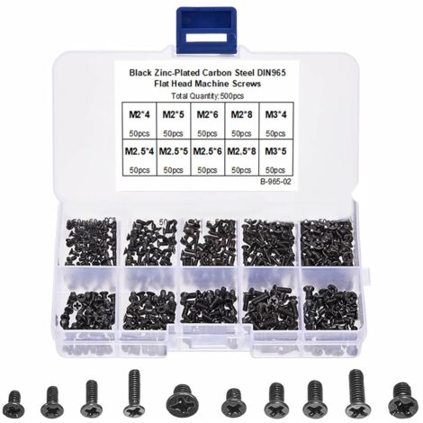 Kit De 500 Pièces De Vis Micro - 18 Tailles, Acier Inoxydable, Système Pozidriv - Neuf