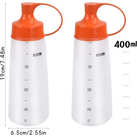 Bouteilles Sauce à Presser - Lot De 2 Distributeurs Précis Ketchup, Miel, BBQ, Bouchon Rose, Portable, 19 Cm