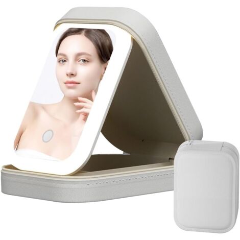 Mini miroir de maquillage LED pliable – miroir de poche cosmétique ave