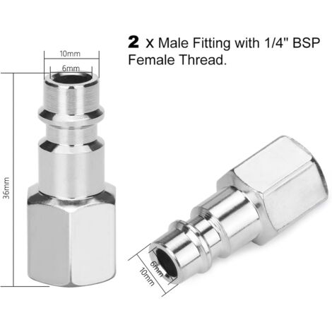 Raccord Pneumatique Othmro SL06-01 - Connecteur Push In Tuyau Air 6mm Avec Filetage Extérieur - Lot De 2