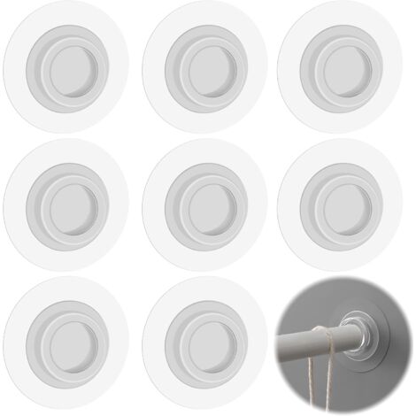 8 Supports Auto-adhésifs Pour Tringle à Rideau De Douche - Blanc/transparent, Sans Perçage, Installation Facile