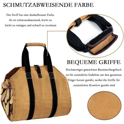 Sac En Feutre Pliable 50x25x25 Cm - Panier à Bûches Ou Rangement Multi-usage, Avec Poignées