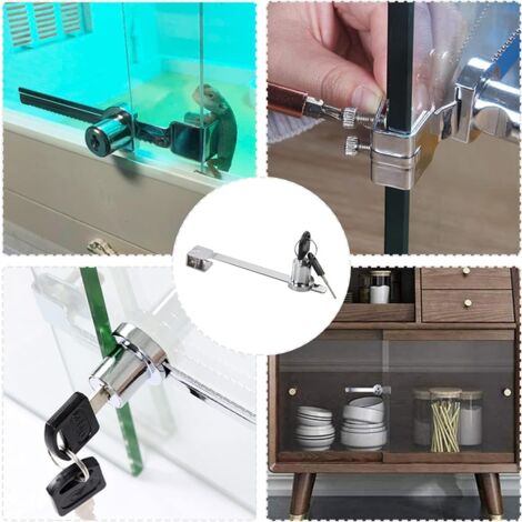 Lot De 4 Serrures Coulissantes Pour Verre 5-8 Mm | Alliage Zinc Argenté, Antirouille | Pour Vitrine, Terrarium, Armoire | Installation Sans Perçage, Avec Clés