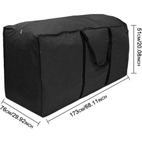 Sac De Rangement Pour Coussins De Jardin 122x39x55 Cm - Housse Imperméable En Oxford 210D | Poignées, Pliable | Protection Contre L’eau Et Les UV