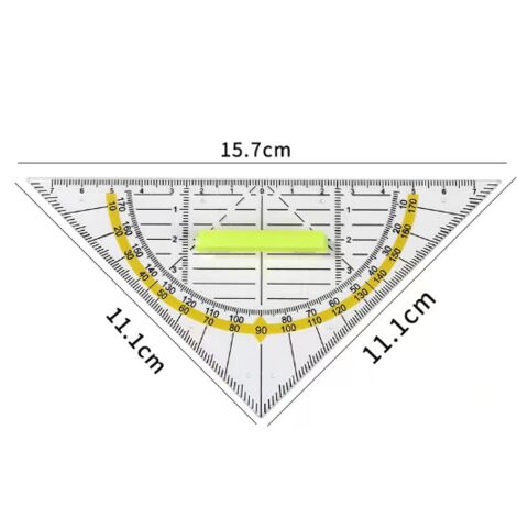 Lot De 4 équerres Géométriques Transparentes - Triangles Avec Rapporteur Intégré - Plastique Durable - Pour école, Dessin, Bricolage