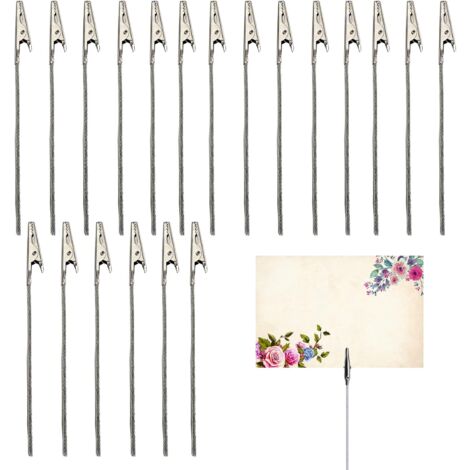 50 Pinces à Photo Crocodile En Métal 15cm - Porte-Messages, Déco Table, Bureau, Mariage, DIY (Lot Argent) - 12