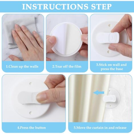 6 Pièces Protection Anti-éclaboussures Clips, XU,Clips De Rideaux Auto Agrippantsclips Autocollants Pour Doucheclips Rouche Sans Trepanagepour Douche A Suspendre Campe Kzq Kzq 91869393