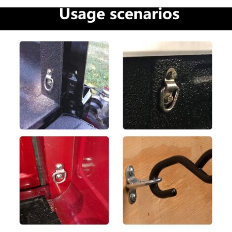 4 Anneaux En D En Acier Inox 304 - Encastrés, Capacité Charge élevée - Pour Bateau, Remorque, Camion, Sol