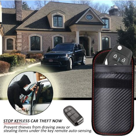 Pochettes Anti-Piratage RFID BSITSSS - 2x Étuis Bloqueur Signal Pour Clé Voiture - 14x9cm - Noir Et Rouge