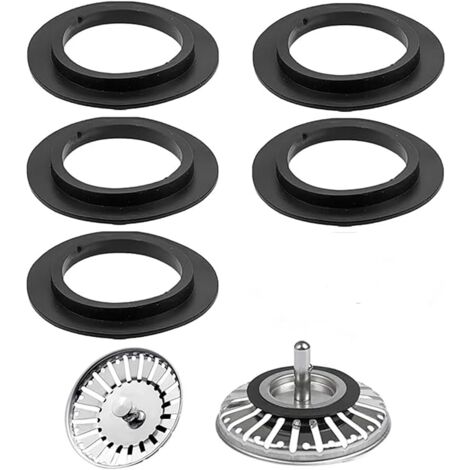 5 Bonde D’Évier Noir Avec Joint – Adaptable Lavabo Cuisine, Neuf