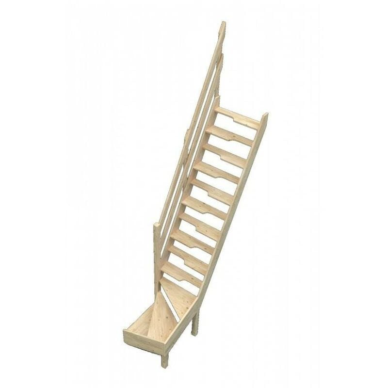 Escalier Quart Tournant Bas En Sapin - Kit Gain De Place  Woodup