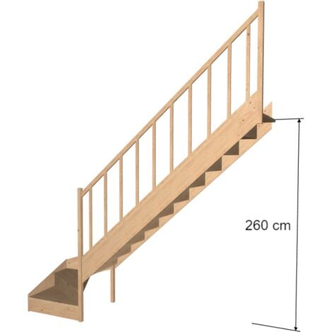 Escalier Quart Tournant Bas Sapin - Economique & Durable  Woodup-  Bas à Droite Avec Contremarches  280 Cm