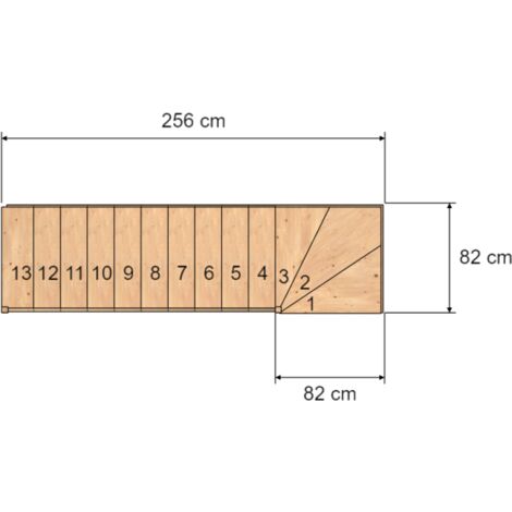 Escalier Quart Tournant Bas Sapin  Woodup-  Bas à Gauche Avec Contremarches  280 Cm