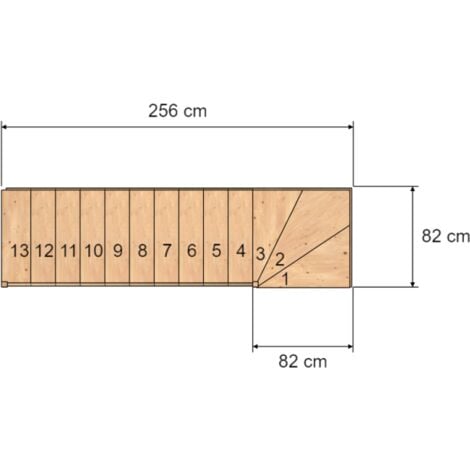 Escalier Quart Tournant Bas Sapin  Woodup-  Bas à Droite Sans Contremarche  280 Cm