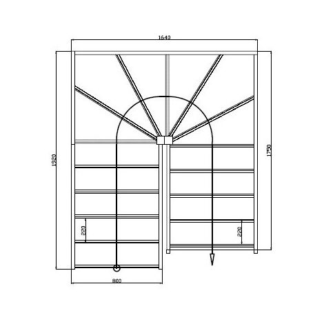 Escalier Bois Double Quart Tournant Confort  Woodup-  Double 1/4 Tournant Droite Sans Contremarche Hêtre Lamellé Collé 288 Cm