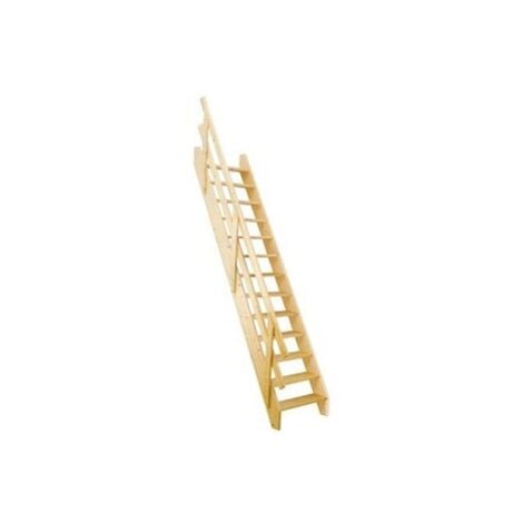 Escalier Droit Pour Mezzanine En Sapin économique  Woodup-80avec Rampe     287 Cm