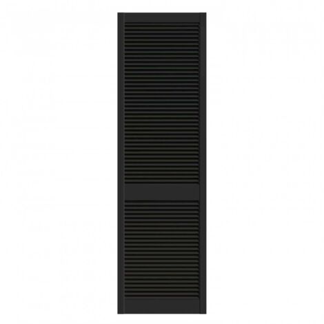 Porte De Placard Persiennee Laquee Noires 201,3 X 39,4 Cm