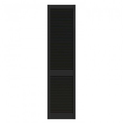 Porte De Placard Persiennee Laquee Noires 201,3 X 39,4 Cm