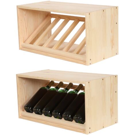 Étagère à Vin Bois Pin - Rangement 12 Bouteilles - Design Modulaire