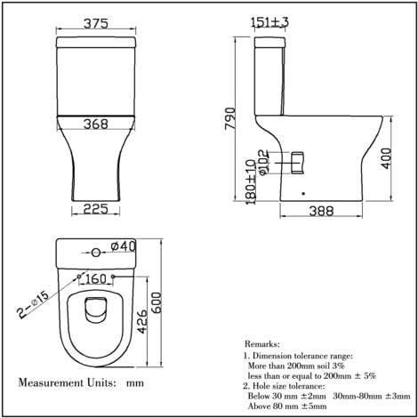 AICA Modern Close Coupled Toilet Short Projection Soft Close Seat Bathroom WC