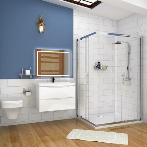 2 Drawers Wall Hung Bathroom Cabinet Vanity Sink Unit with Basin, Gloss White - 800mm