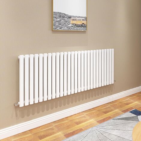 AICA Oval Column Radiator 600x1593mm Central Heating Horizontal Single Stylish Grey White (1/5)