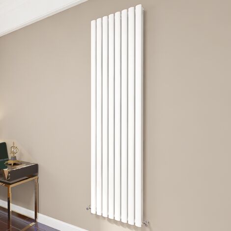 AICA Oval Column Radiator 1800x472mm Central Heating Vertical Double Stylish Grey White (1/5)