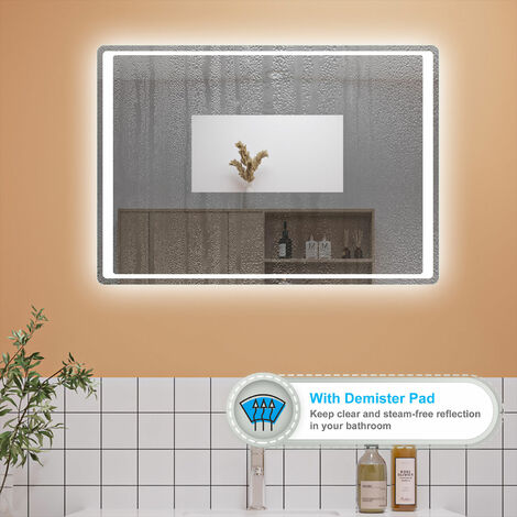 1000x700 LED Bathroom Mirror with Demister Pad Touch Sensor Wall ...