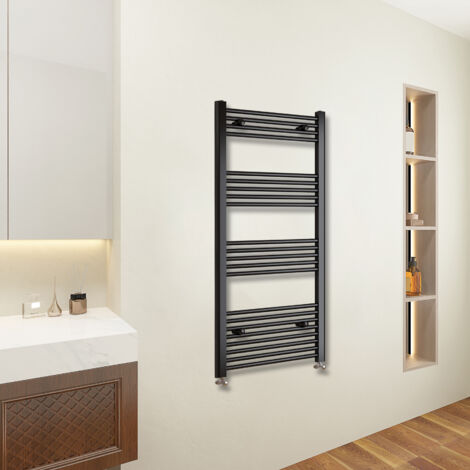 AICA 1400x450mm(HxW) Matt Black Straight Central Rail Radiator