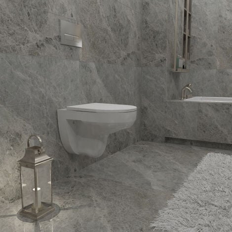 AICA Bathroom Rimless Wall Hung Toilet UF Soft Close Seat Round WC Pan