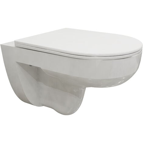 AICA Bathroom Rimless Wall Hung Toilet UF Soft Close Seat Round WC Pan