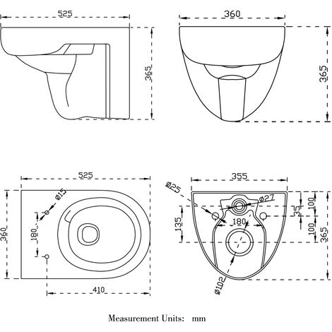 AICA Bathroom Rimless Wall Hung Toilet UF Soft Close Seat Round WC Pan