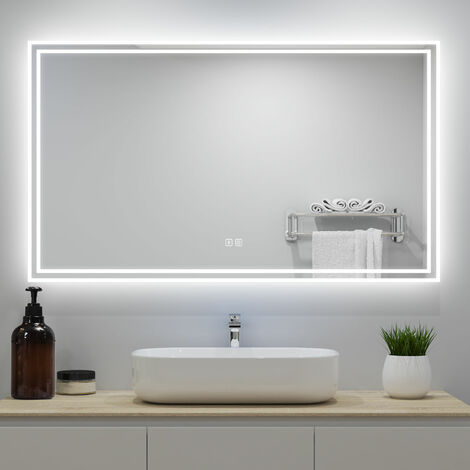 LED Bathroom Mirror with LED Lights and Demister Touch Sensor Wall Mounted - 1200x700mm Bluetooth+Dimmable 3 Light Colour (1/5)