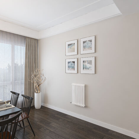 AICA 600x425mm 2 Column Horizontal White Radiator Central Heating Cast Iron Style