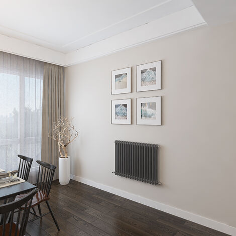 AICA 600x830mm 2 Column Horizontal Anthracite Radiator Central Heating Cast Iron Style