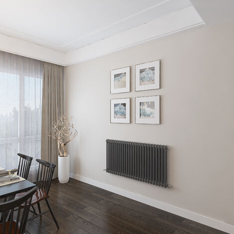 AICA 600x1190mm 2 Column Horizontal Anthracite Radiator Central Heating Cast Iron Style