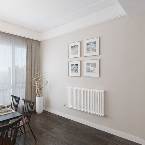 AICA 600x1190mm 2 Column Horizontal White Radiator Central Heating Cast Iron Style