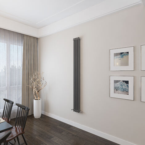 AICA 1800x200mm 2 Column Vertical Anthracite Radiator Central Heating Cast Iron Style