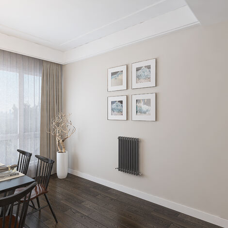 AICA 600x425mm 2 Column Horizontal Anthracite Radiator Central Heating Cast Iron Style (1/4)