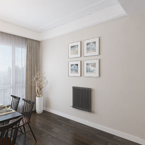 AICA 600x605mm 2 Column Horizontal Anthracite Radiator Central Heating Cast Iron Style