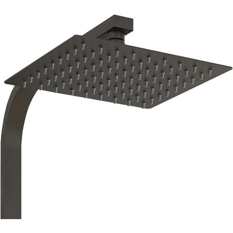 AICA Bathroom Thermostatic Mixer Shower Set Square Black Twin Head Exposed Valve 200mm large Black Square
