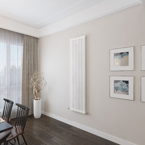 AICA 1800x470mm 2 Column Vertical White Radiator Central Heating Cast Iron Style