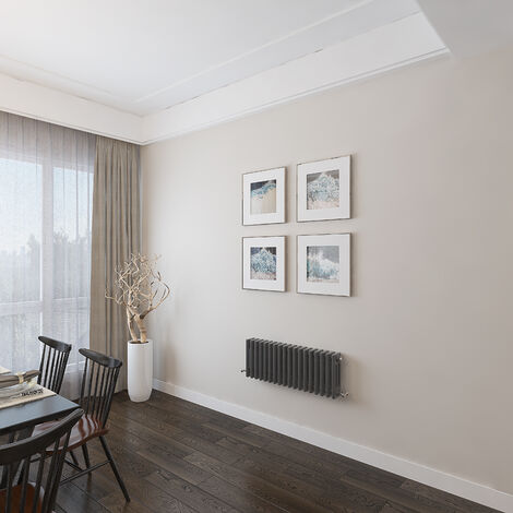 AICA 300x830mm 3 Column Horizontal Anthracite Radiator Central Heating Cast Iron Style