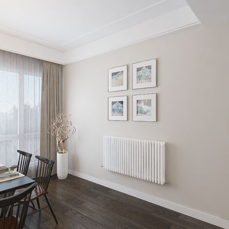 AICA 600x1190mm 3 Column Horizontal White Radiator Central Heating Cast Iron Style