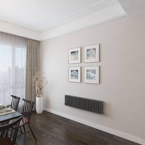AICA 300x1190mm 3 Column Horizontal Anthracite Radiator Central Heating Cast Iron Style
