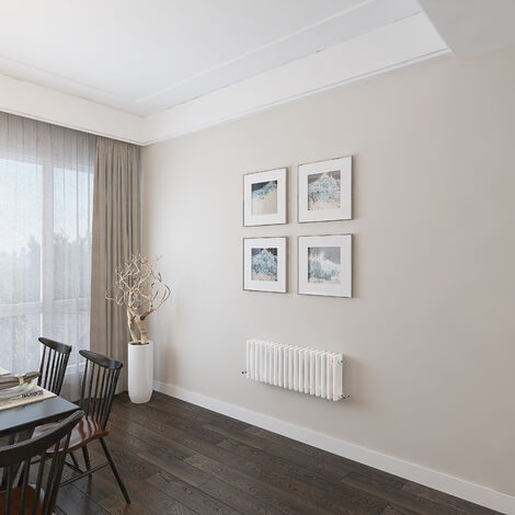 AICA 300x830mm 3 Column Horizontal White Radiator Central Heating Cast Iron Style