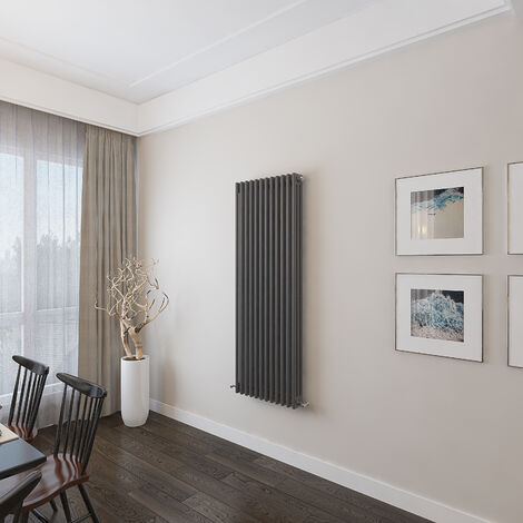 AICA 1500x560mm 3 Column Vertical Anthracite Radiator Central Heating Cast Iron Style