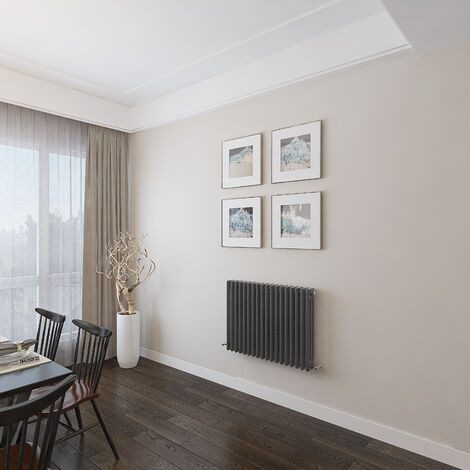AICA 600x830mm 3 Column Horizontal Anthracite Radiator Central Heating Cast Iron Style